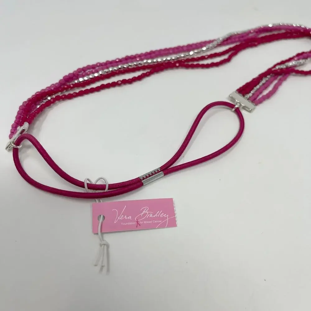 Vera‎ Bradley Beaded Stretch Headband Pink Swirls Silver 13925-179